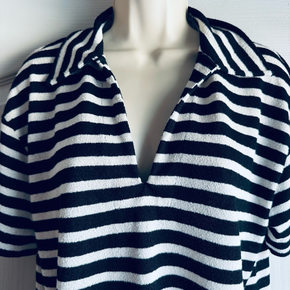 H&M Striped Textured Knit Top With Collar - Picture 3 of 6
